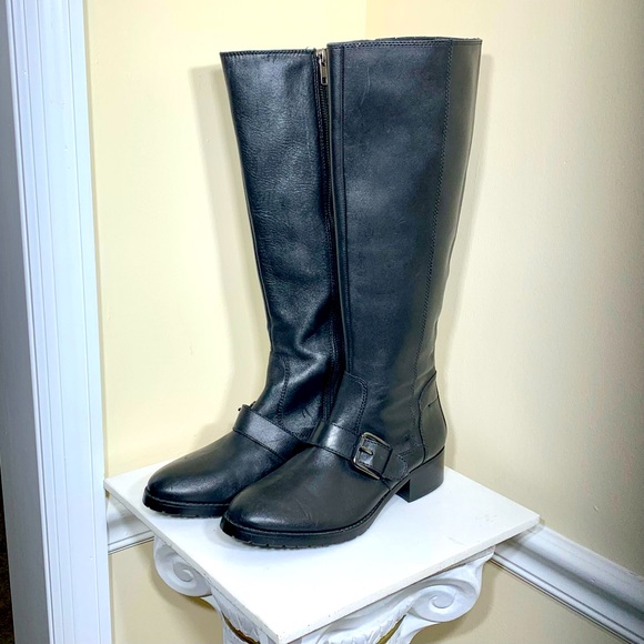 Donald J Pliner tall leather riding boots with buckle, size 7.5 - Picture 1 of 9